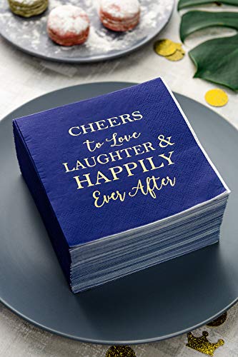 image for Crisky Bridal Shower Napkins Disposable Cocktail Napkins 3-Ply Gold Fo