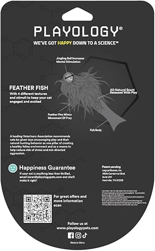 Miniatura 3 de Playology Juego de juguetes para gatos  Paquete de 5 peces de plumas  Juguetes interactivos de plumas para gatos  Diversión estimulante para jugar