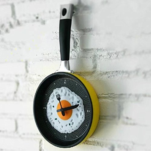 Winomo 3D Pan With Fried Egg Shape Pot Wall Clock Modern Design For Kitchen Decoration (No Battery Included) - Yellow #TOP8