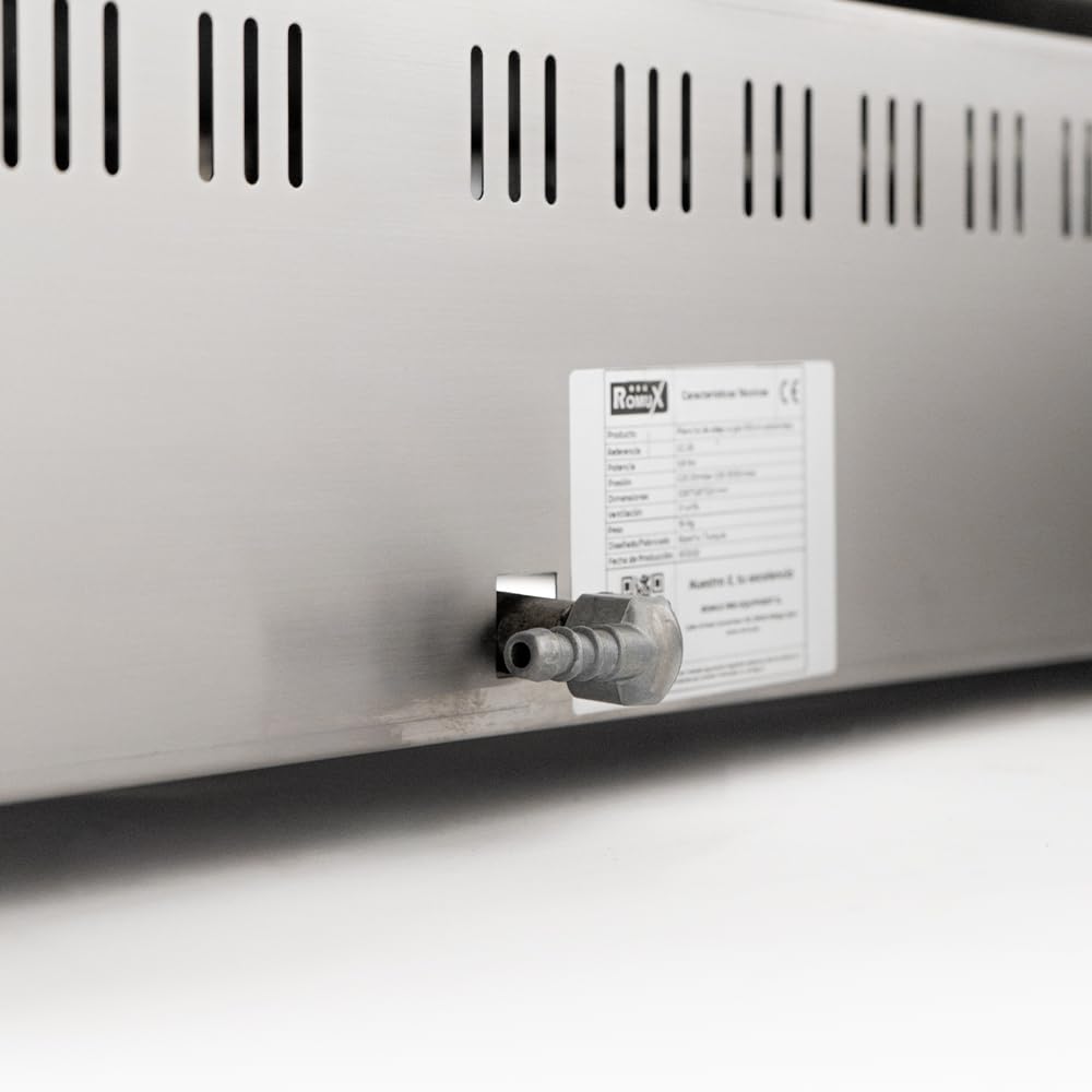 Plancha Industrial de Acero Inoxidable a Gas 100 cm Sobremesa Grosor de la Placa 4 mm para un Rápido Calentamiento con Termopar CE | Potencia 5,8 kW | Bares y Restaurantes