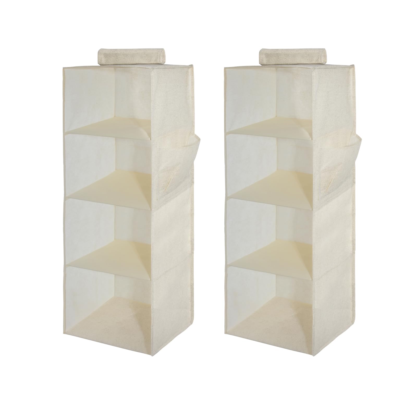 YRCBEHFU 2 Packs Hanging Closet Organizer 4-Shelf Hanging Shelves Collapsible Hanging Storage Shelf for Bedroom College Dorm Pantry Camper RV, Beige