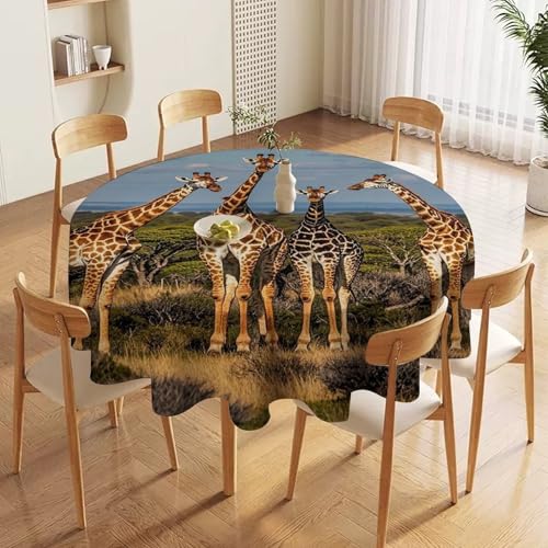 Nappe ronde girafe en polyester de 152 cm pour table de cuisine - 6