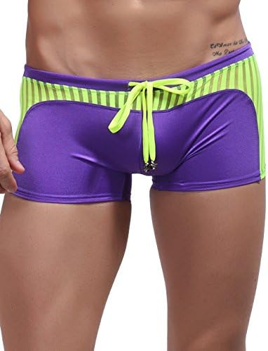 AmyTom Men's Sexy Tie Rope Swim Boxer Briefs Asia XL = US L Purple