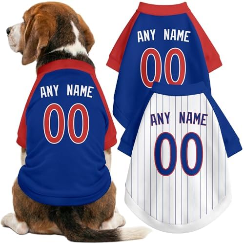 DALLASC Chicago C Dog Clothes Jersey Style Personalized Custom Pet T Shirt with Name and Number for Small Medium Large Dogs