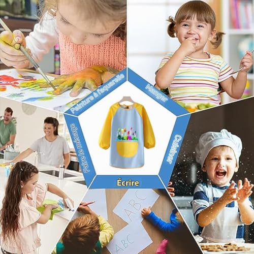 SHIQUAN Tablier Peinture Enfant,Tablier Peinture 6-12 ans, Jaune – vue 6