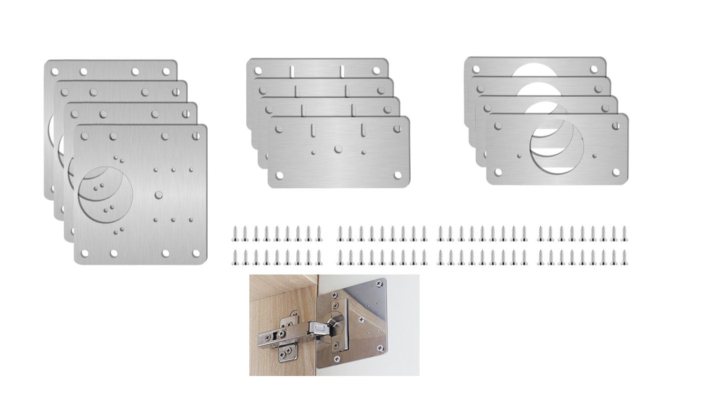 JXPXJMY12 Pieces Repair Plate Hinges Doors with Screws, Hinges Doors, Repairs Hinges for Furniture Cassett Kitchen Doors for Home and Office All Kinds of Wood Products Cabinet, Drawer