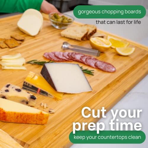 30 X 20 Bamboo Extra Large Cutting Board - Wooden Stove Top Cover Noodle Board - Meat Cutting Board For Bbq - Turkey Carving Board - Extra Large Charcuterie Board - Over The Sink Cutting Board #TOP5