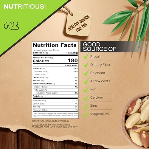 Image of NUT CRAVINGS - Brazil Nuts Roasted & Unsalted - No Shell, Whole (4oz - 0.25 LB) Bulk Nuts Packed Fresh in Resealable Bag - Healthy Protein Food Snack, Food Assortments