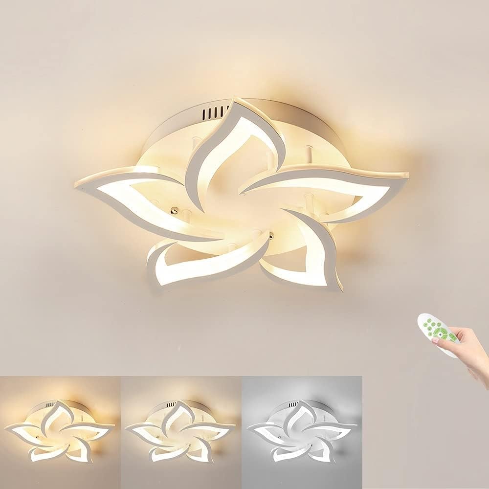 LED Deckenleuchte Mit Fernbedienung – Dimmbar, 35W, Blütenblatt-Design, 60 Cm, Für Wohnzimmer & Mehr