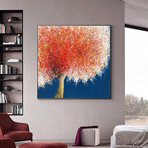Peinture à l'huile faite main texture 3D tableau de luxe bleu - 4