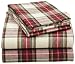 Pinzon Lightweight Cotton Flannel Sheet Set - Queen, Cream/Red Plaid