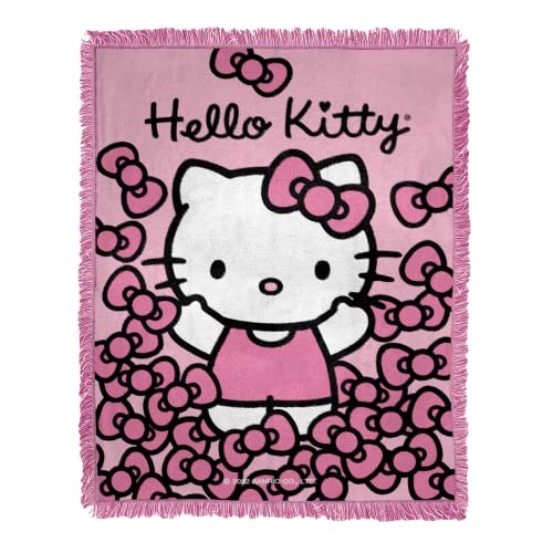 Image of Northwest Hello Kitty Woven Jacquard Throw Blanket, 46" x 60", More Bows