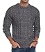 Askdeer Men's Pullover Sweater Cable Knit Chunky Sweater Classic Casual Crewneck Sweaters with Ribbing Edge Dark Gray