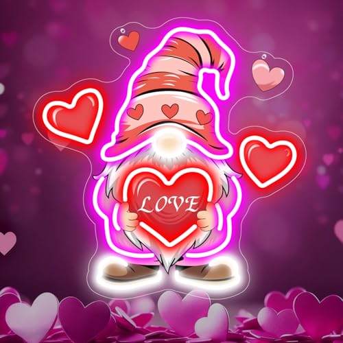 Néon Saint-Valentin LED rose cœur rouge réglable pour décoration de table