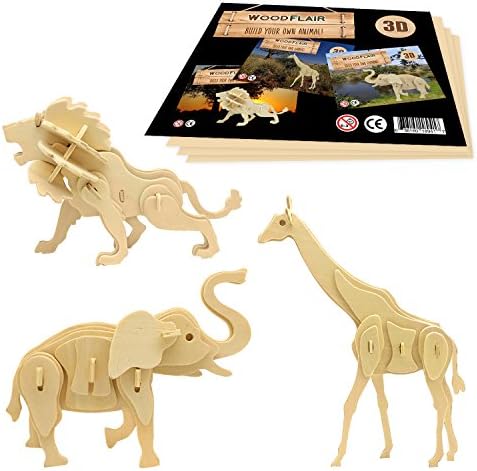 WoodFlair 3D Wooden Puzzle, Set of 3, Africa