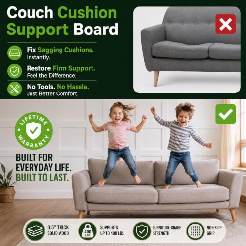 Image of BEN'SHOME Deep Couch Cushion Support, Fix Sagging Sofas | 58-67 inch x 27 inch | Thick 0.5״ Solid Wood Boards Under Cushions with Anti-Slip Fabric to Repair Sagging Sofa Springs, Worn Couches Replacement