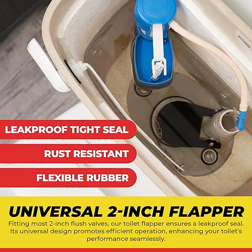 image for Qualihome Front Mount White Toilet Handle Replacement Kit with 2 Inch 