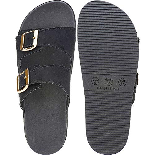 Sandália Feminina Birken Rasteira Confort Macia Eleganteria Tamanho:35;Cor:Preto
