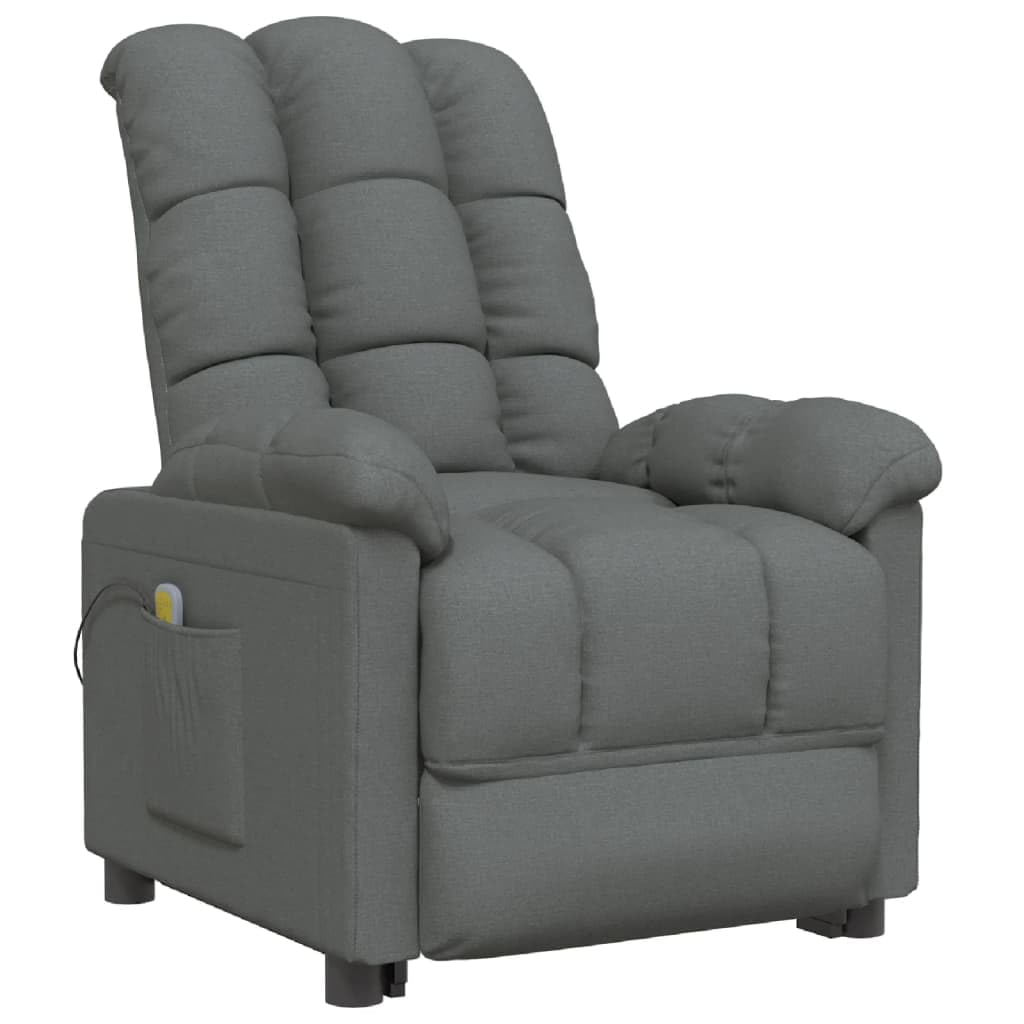 IKAYAA Sillón Masaje Reclinable, Sillón Masaje Eléctrico, Sillon Reclinable Manual, Sillón Relax de deTela, con Prácticos Bolsillo, Gris Oscuro