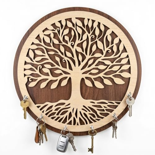 SWAGSTATION Wall Keychain Holder for Home, Wooden Key Holder for ...