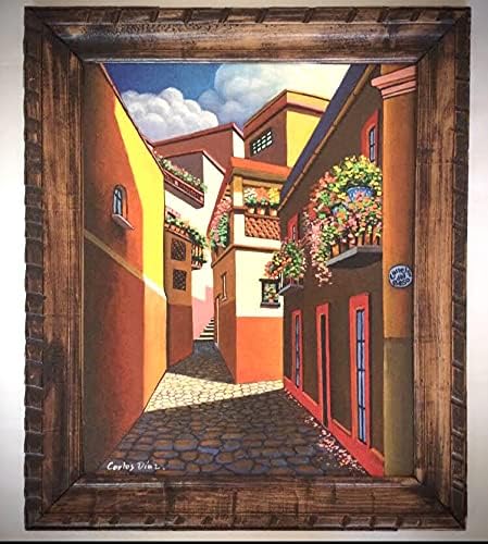 大切な人へのギフト探し の アートフレーム 宝石箱 大きい 口づけの小道 聖地 たちの 恋人 油絵 額入り 絵画 インテリア メキシコ 街 カラフ グアナファト おしゃれ 絵具 顔料 Www Solidarite Numerique Fr