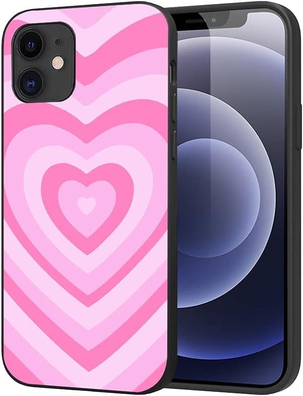 LUOWAN for iPhone 11 Love Heart Case,Silicone Shell with Cute Pink Love Heart Coffe Latte Pattern Design for Women Girls Teen, Shockproof Slim Fit Soft TPU Cover Protective Phone Cases_6.1 inch