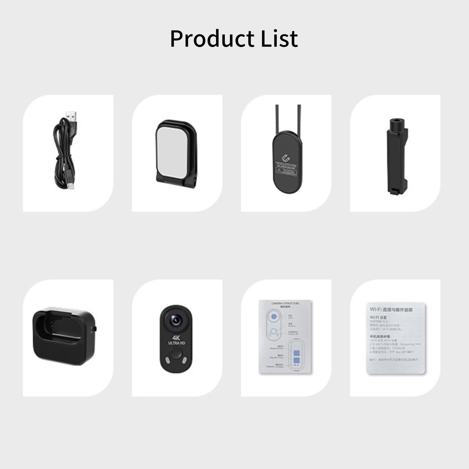 Tiny Caméra de résolution 4K avec support pour extérieur, noir