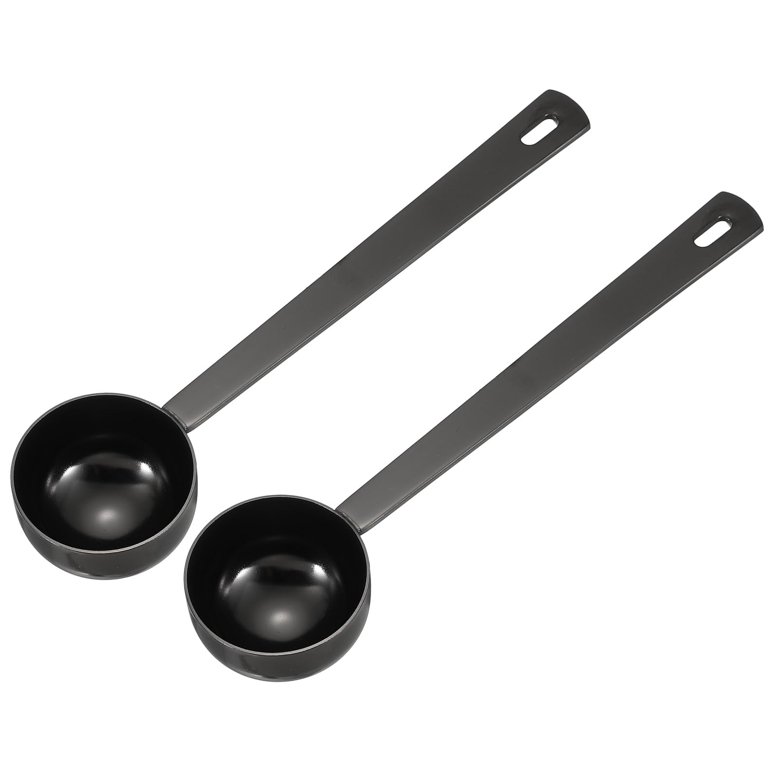 sourcing map 2Pcs Measuring Spoon, 20ml Long Handle Table Scoop Teaspoon Coffee Scoop Spoon for Ground Coffee Tea Sugar Cooking Baking, Black