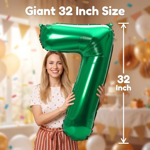 Image of YPSelected 32 Inch Large Foil Helium Number Balloon Birthday Wedding Party 0-9 (Green, 7)