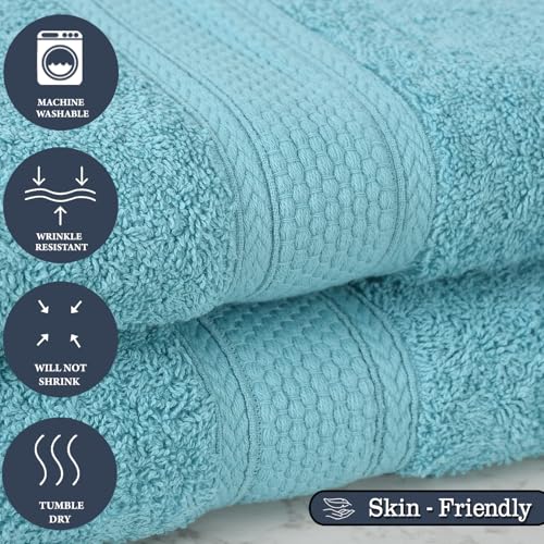 Image of FRESH FROM LOOM 500 GSM Premium Quick Dry Towels for Bath | 100% Pure Cotton | Skin Friendly for Men & Women | High Water Absorber Soft & Ultra-Hypoallergenic | (70 x 140 CM | Turquoise Blue) - 2pc