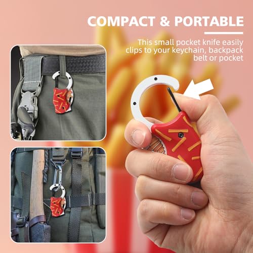Image of Small Pocket Knife for Women Men,Cute Folding Knife Box Cutter,Folding Utility Knife with 1.38''Sharp Blade,Mini EDC Knives for Everyday Carry,Ideal Gifts for Men and Women(Fries)
