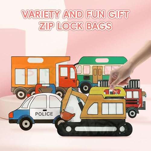 Image of Birthday Popper Vehicle Shaped Ziplock Standy Pouches as Birthday Return Gifts - Set of 10 | Gift Bags | Reusable Sealable Food-Grade Gifting Wraps for Picnics & Treats