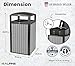 Alpine 40 Gallon Commercial Outdoor Trash Can with Lid - Modern Heavy Duty Large Outdoor Garbage Can with Durable Plastic Bin, Slatted Recycled Plastic Panels for Patio, Parks, Trails & Resorts (Grey)