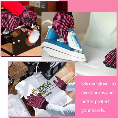 oligei heat resistant gloves with silicone bumps 4 pcs disposable gloves for hair styling amp sublimation