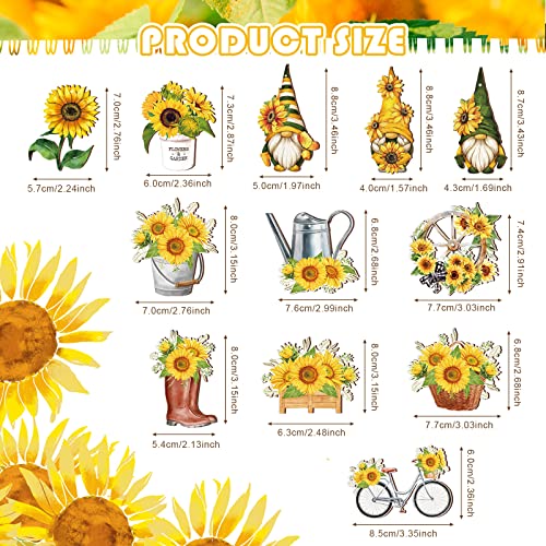 36 Pcs Sunflower Gnome Wooden Ornament Yellow Flower Hanging Decorations Holiday Wood Cutouts Sunflower Gnome Bike Flower Basket Ornaments For Home Party Decor Supplies #TOP2