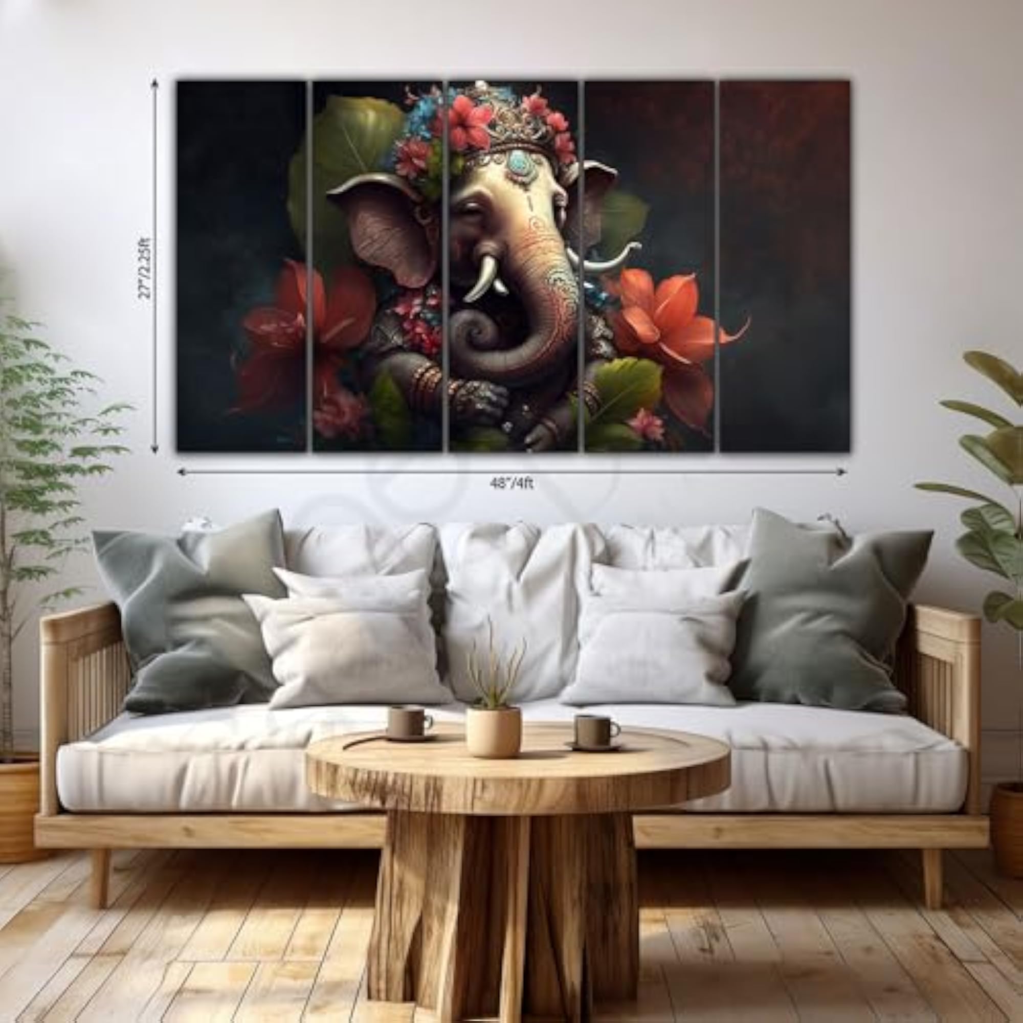 Lord Ganesha Painting with Frame Big Size for Living Room