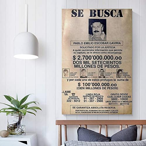Poster Pablo Escobar Wanted 30x50cm idee cadeau deco originale - 4