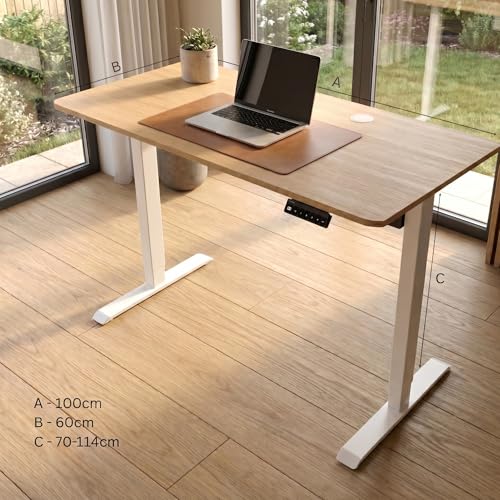Image of Velocity Electric Height Adjustable Desk for Office Work | 80 Kg Weight Capacity | 5 Year Warranty | Sit-Stand Ergonomic Table | 3 Memory Preset (Ork, Table top - 100cm)