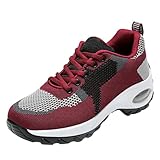 BORAMAX Running Shoes Women Tennis Shoes Lace Up Sneakers Shoes Breathable On Solid Slip Casual Women‘s Fashion Lightweight Red