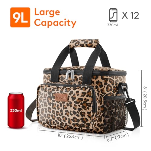 Image of Lifewit Medium Lunch Bag, Insulated Lunch Box, Soft Cooler Cooling Tote for Adult Men Women, Leopard 12-Can (9L)