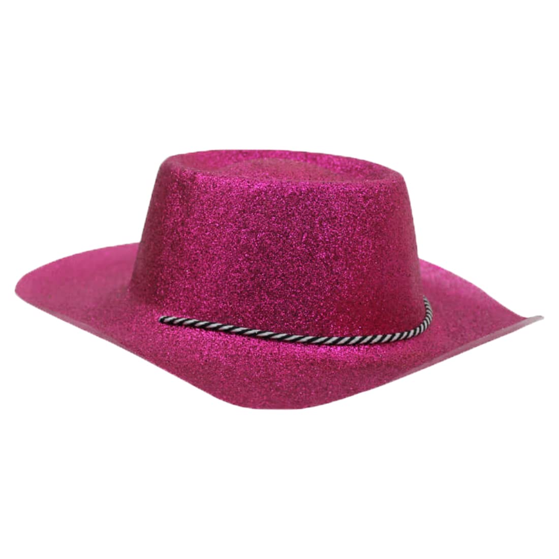 LARGE PINK COLOURED GLITTER COWBOY HATS FANCY DRESS HATS (PACK OF 6) — image 1