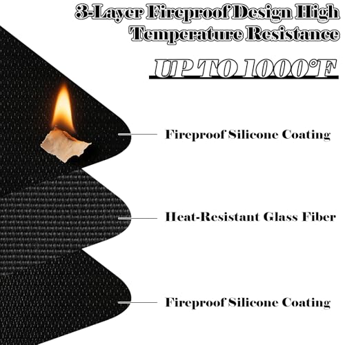 Alfombra barbacoa exterior ignifuga protector suelo negro chimenea 5