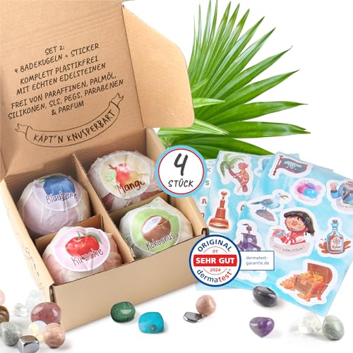 Bombes de bain naturelles pour enfants sans plastique avec vraie pierre précieuse