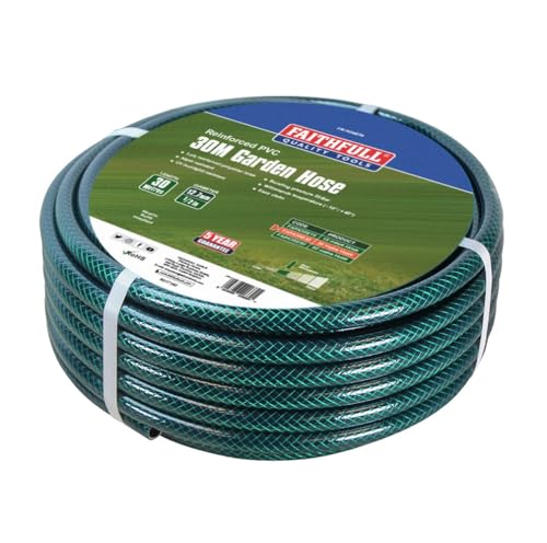 Faithfull 30M (98ft) Reinforced Hose 12.7 mm (1/2 Inch) Diameter PVC Garden Hose Pipe