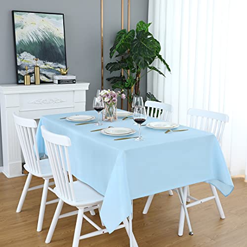 Image of FOLINS&HOME Baby Blue Rectangle Waterproof Tablecloth, 60 x 102 Inch
