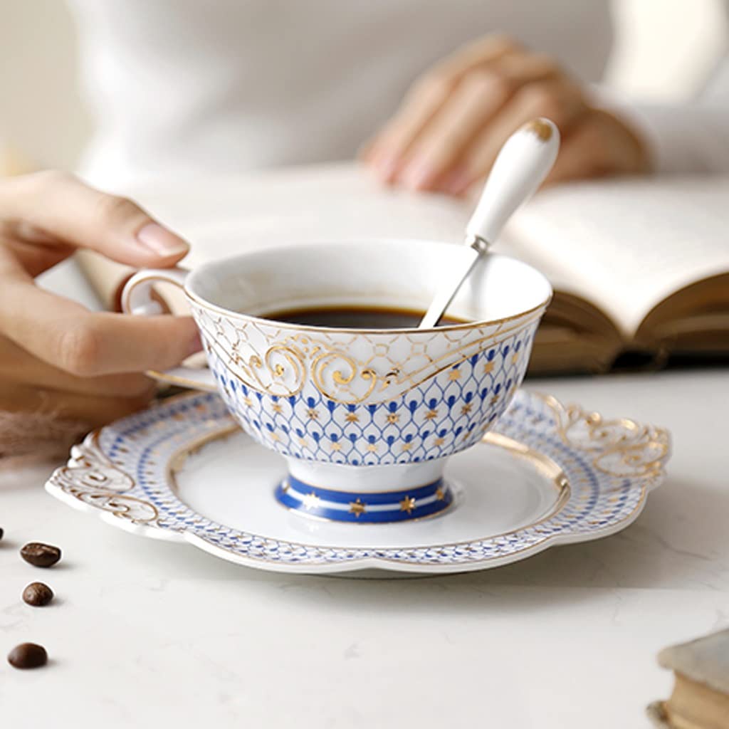 Tazzine Caffè Tazzine Caffe Tazze Caffe Tazza da tè Tazza da caffè con set di piattini per cucchiai, tazze da caffè in ceramica Set di piattini da caffè, latte, tazze da tè, regalo per le donne Tazzin