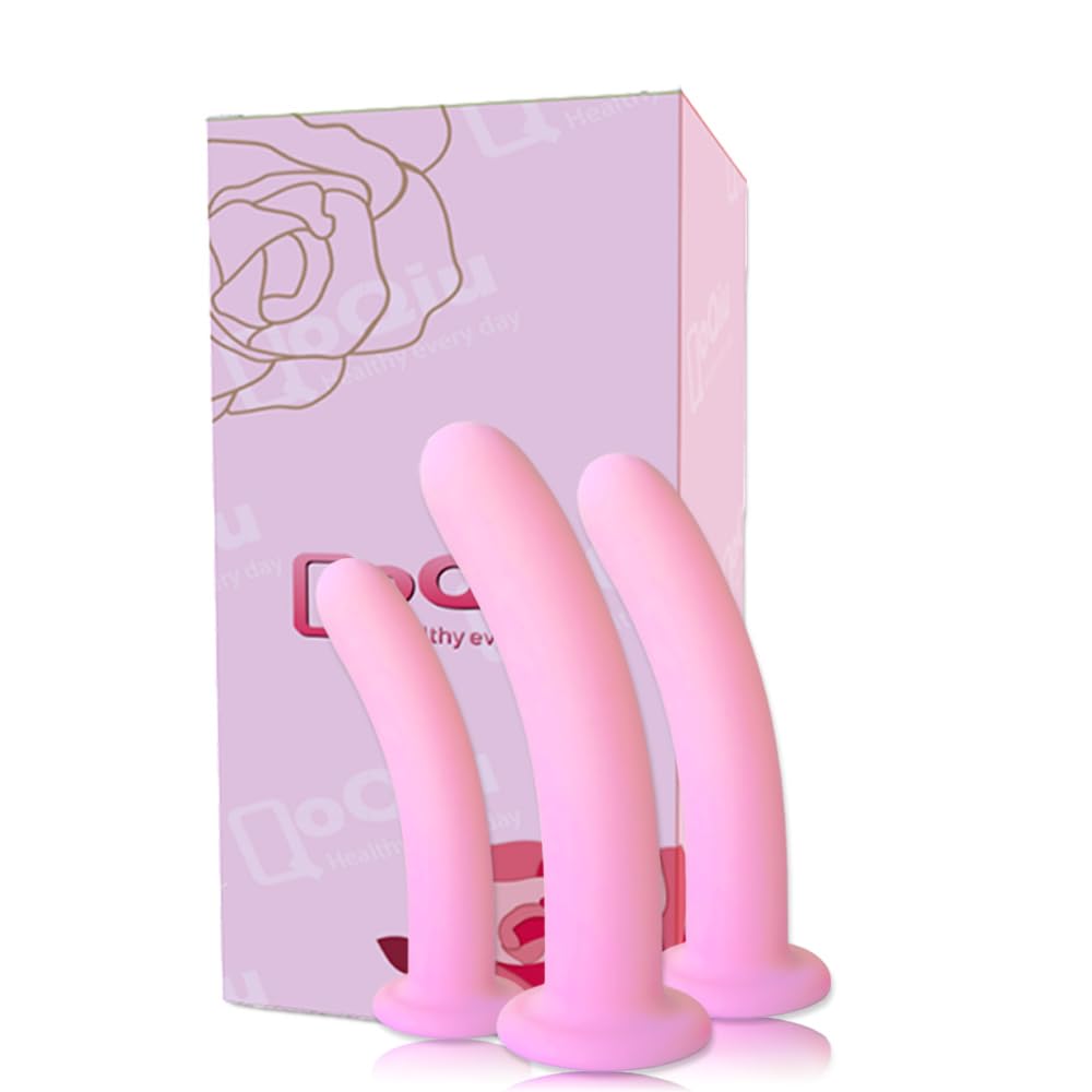 Silicone Dilators for Pelvic Floor, Pink 3-Pack, with Storage Bag