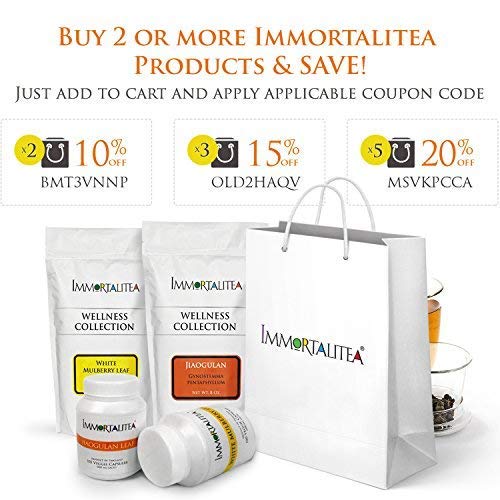 Gynostemma Tea - Jiaogulan AMPK Activator Herbal Tea - Potent Antioxidant & Adaptogenic Longevity Herb - All Natural Caffeine-Free Immortality Herb - 15 Pyramid Tea Bags