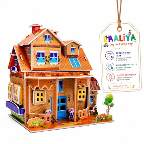 Image of 3D DIY Puzzle House Kit for Kids | Educational Build-Your-Own Cardboard Model House | Creative Construction & Jigsaw Activity Toy for Boys & Girls Ages 4-8 | Fun Learning Craft Set