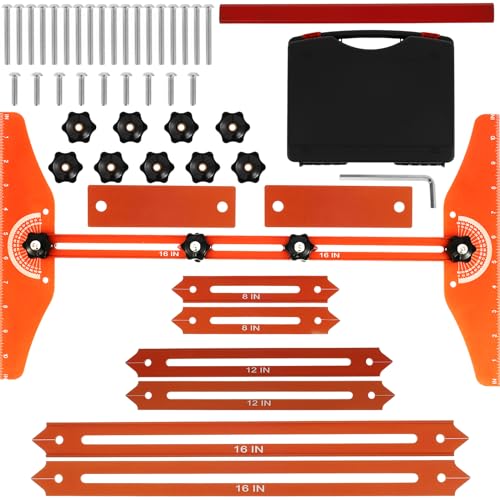 Stair Tread Template Tool, Stainless Steel Stair Tread jig Gauge Measuring Tool with Protractor and Scale Display, Adjustable 8 Inch to 56 Inch Length for Risers, Partitions, elf Layout